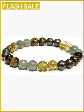 Wealth Success Bracelet Set - Pyrite Citrine Healing Crystals